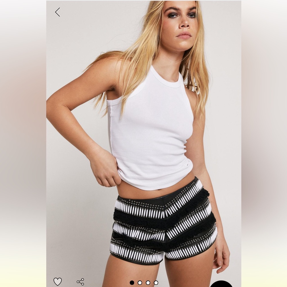 Real leather black shorts in size 4 from Nasty Gal